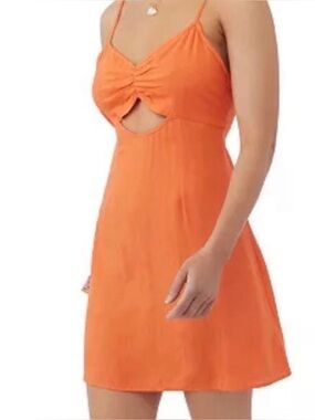 O'Neill Coral-Orange Slip Dress with Cutout Detail